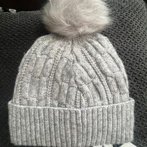 Calvin Klein Women`s Faux Fur Cable Knit Pom Pom Beanie